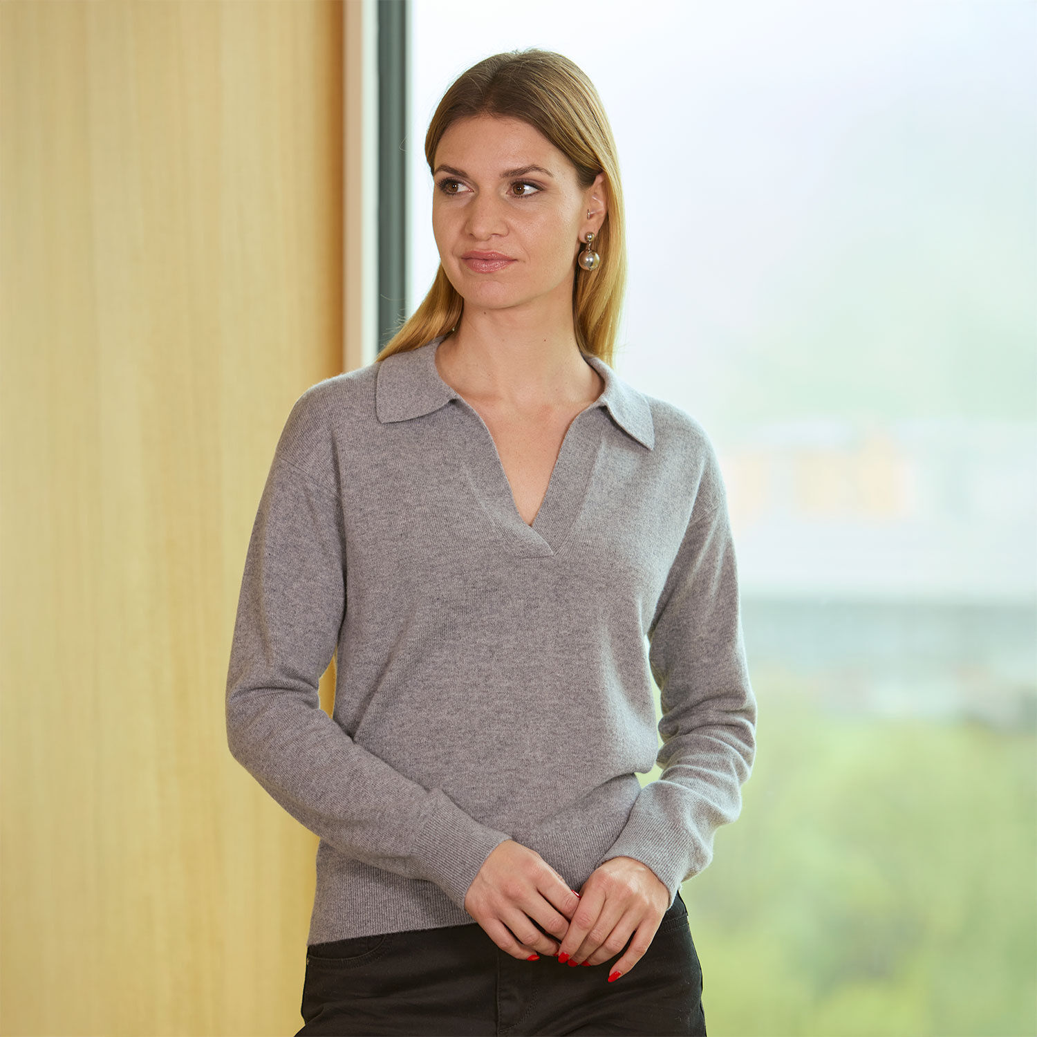 Damen Pullover mit Polokragen