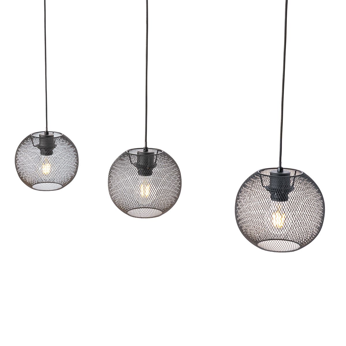 Industriële hanglamp zwart 3-lichts - Flor