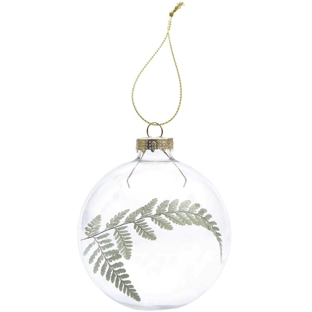 Boule en verre décorative naturelle - fougère séchée - 8 cm Rico Desig
