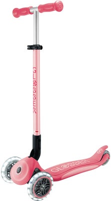 Globber Primo Sammenleggbar Plus Lights V2 3-hjuls Sparkesykkel, Coral Pink