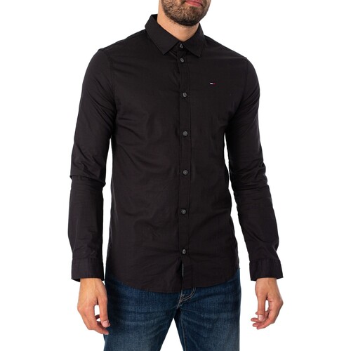 Tommy Jeans - Camisa Original Stretch Slim Negro