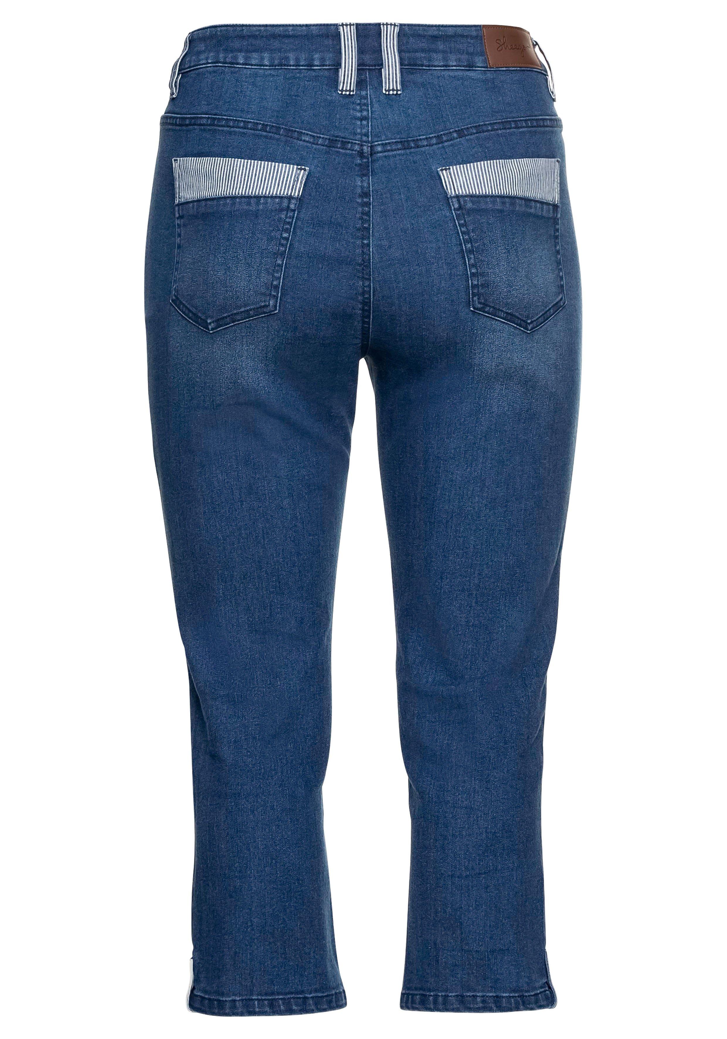 Schmale Jeans in 7/8-Länge, mit Kontrastdetails