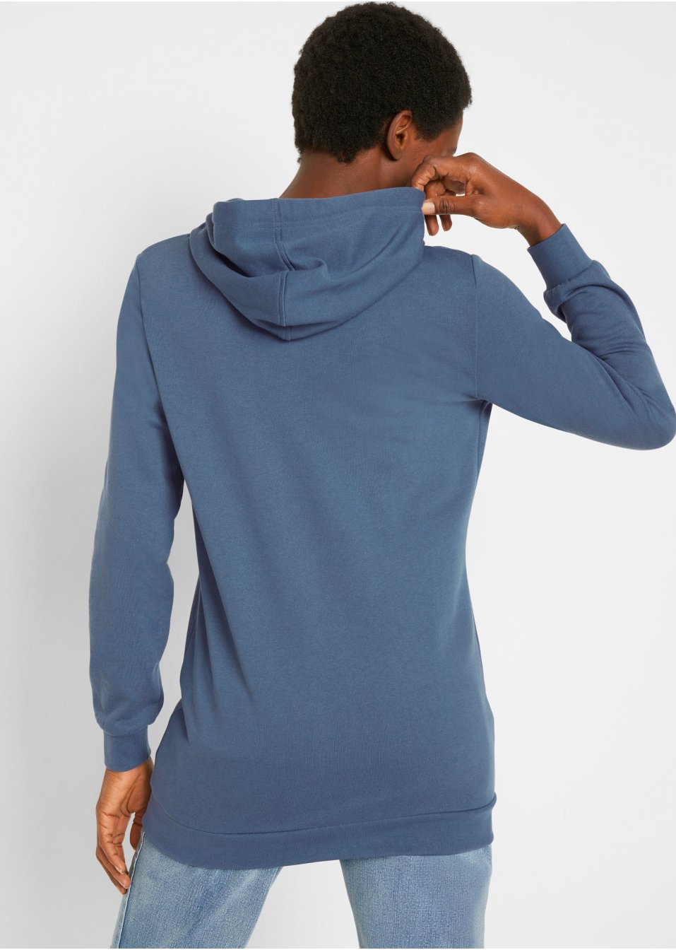Sweat-shirt long à capuche, manches longues