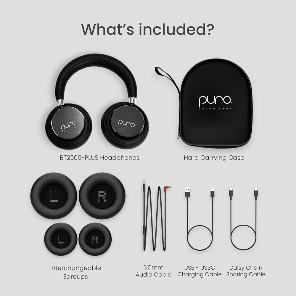 Puro Sound Labs BT2200-Plus Casque Bluetooth pour Enfants à Limitation du Volume - Casque Plus Sûr pour Enfants - Qualité Audio de Niveau Studio et Isolation du Bruit – Noir : High-Tech