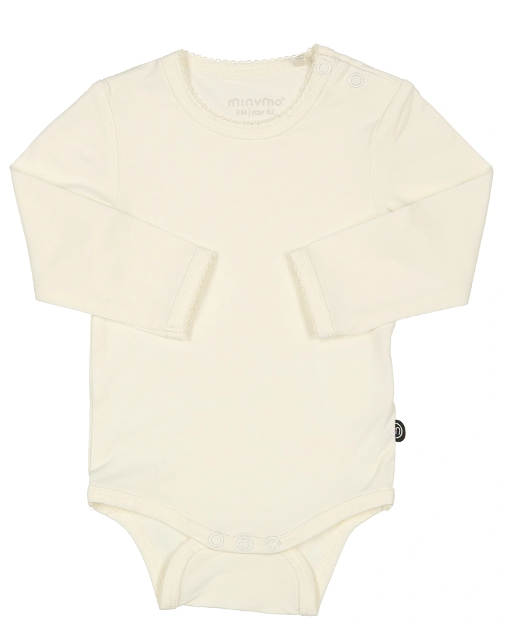 Langarm-Body BAMBOO – MINY BASIC in weiß