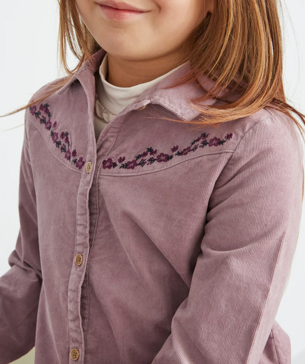 CHEMISE EN VELOURS CÔTELÉ VIOLETTE FILLE