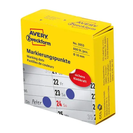 Avery Zweckform 3853 Markierungspunkte Ø 10 mm, 1 Rolle/800 Etiketten, blau