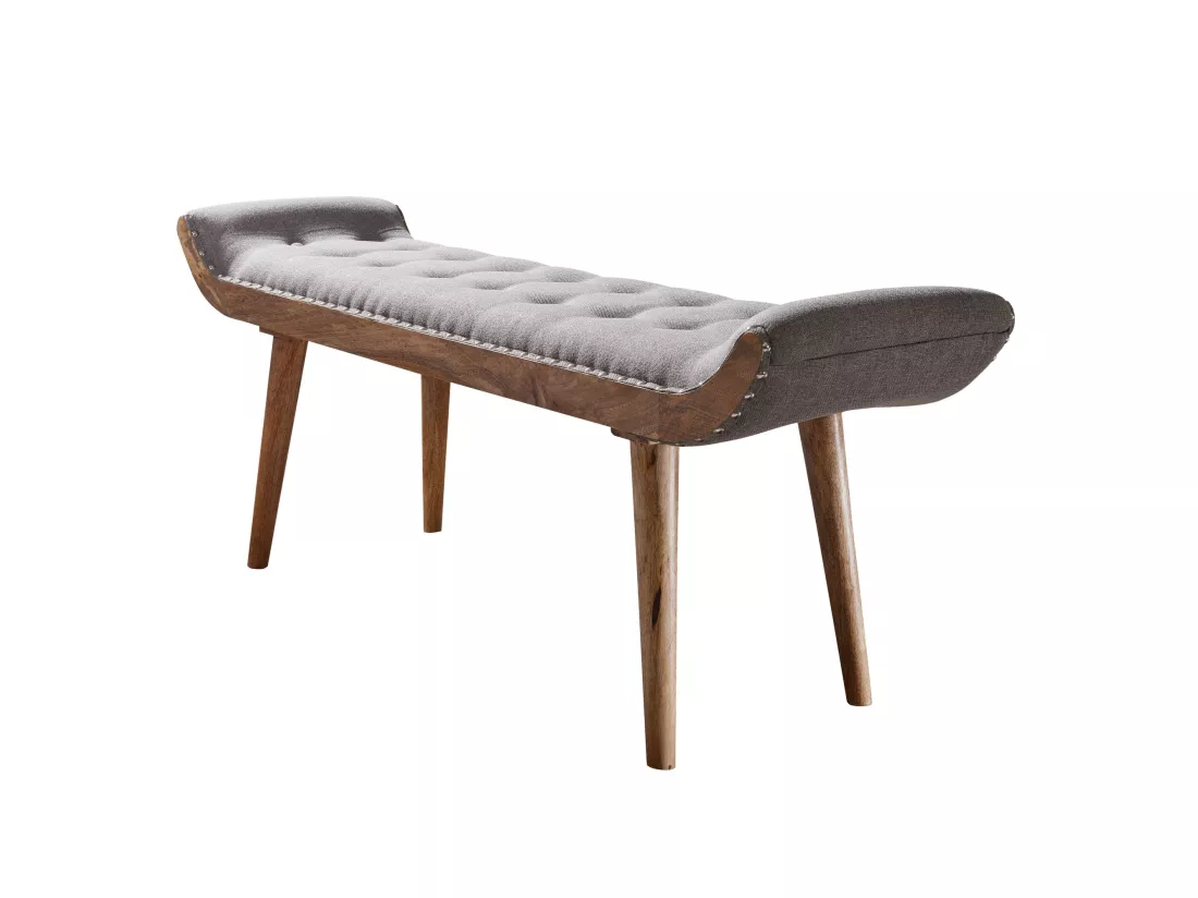 banc tissu / bois tapissé banc 125x51x38 cm banc de lit gris banc d'entrée