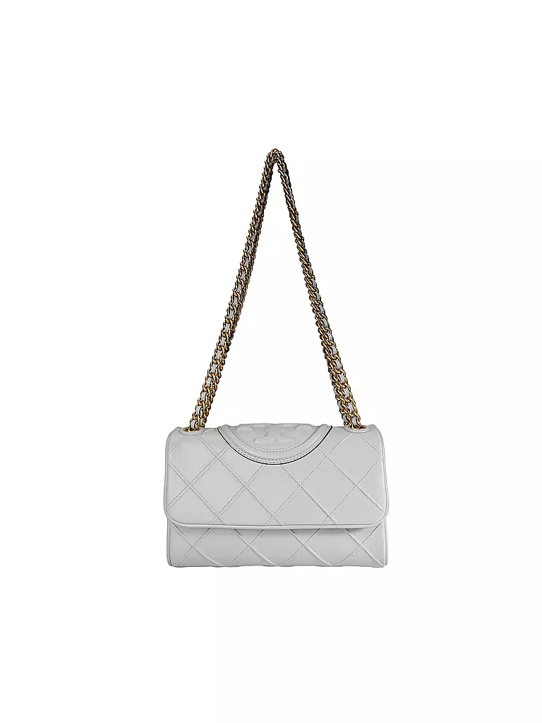 TORY BURCH Ledertasche - Umhängetasche FLEMING SOFT small hellgrau