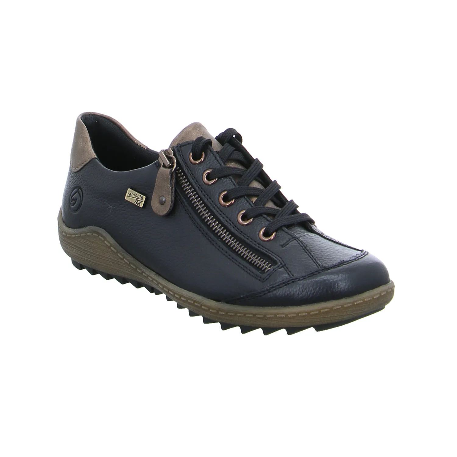 REMONTE Schnürschuh Schwarz Leder