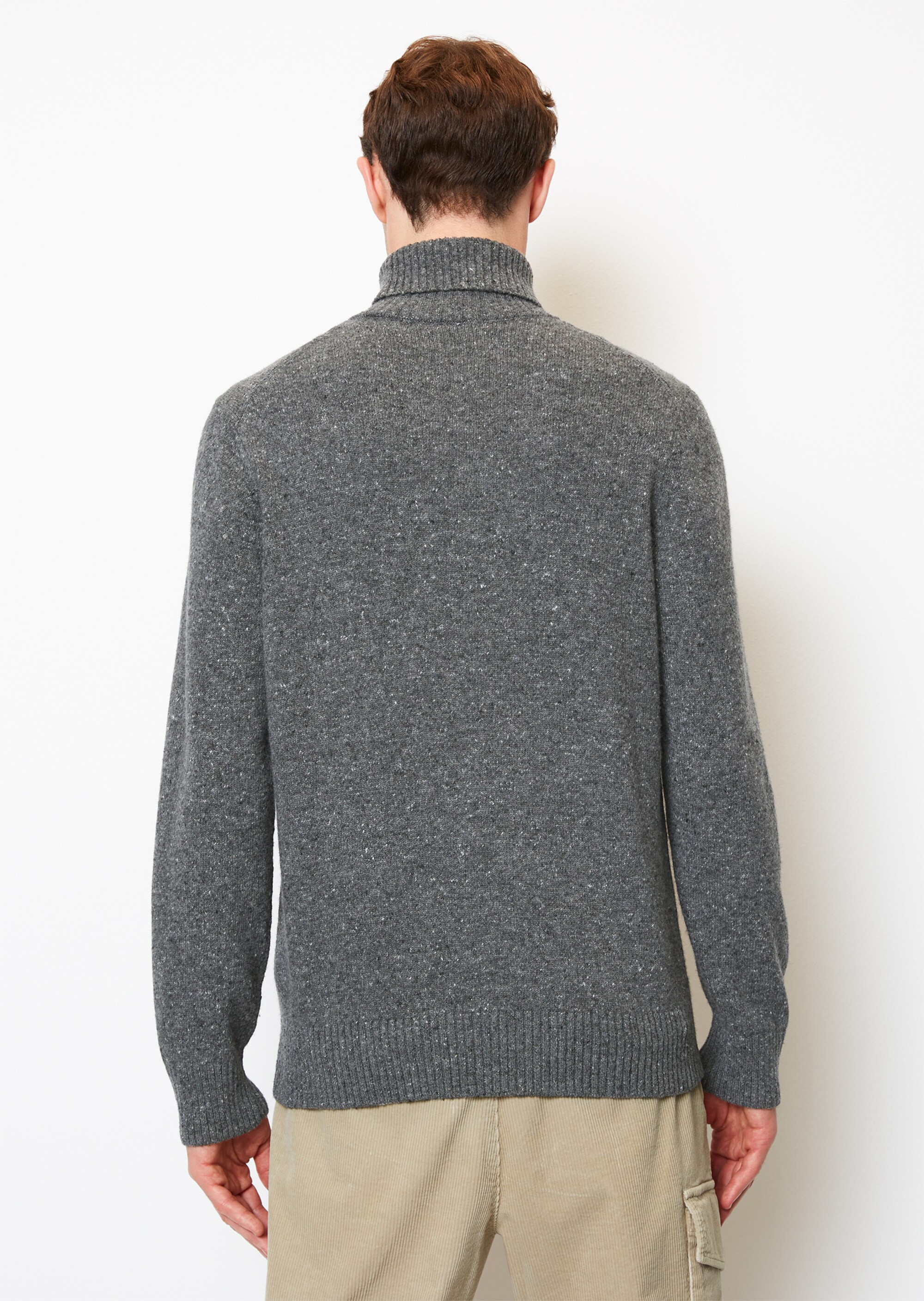 Rollkragen-Pullover regular aus gesprenkeltem Tweedgarn