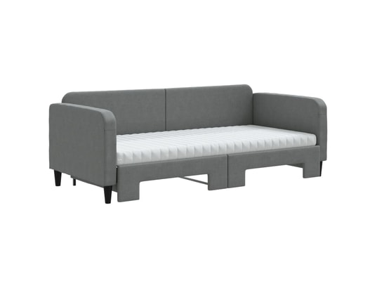 VIDAXL - Lit de jour avec gigogne et matelas gris foncé 90x200 cm tis...