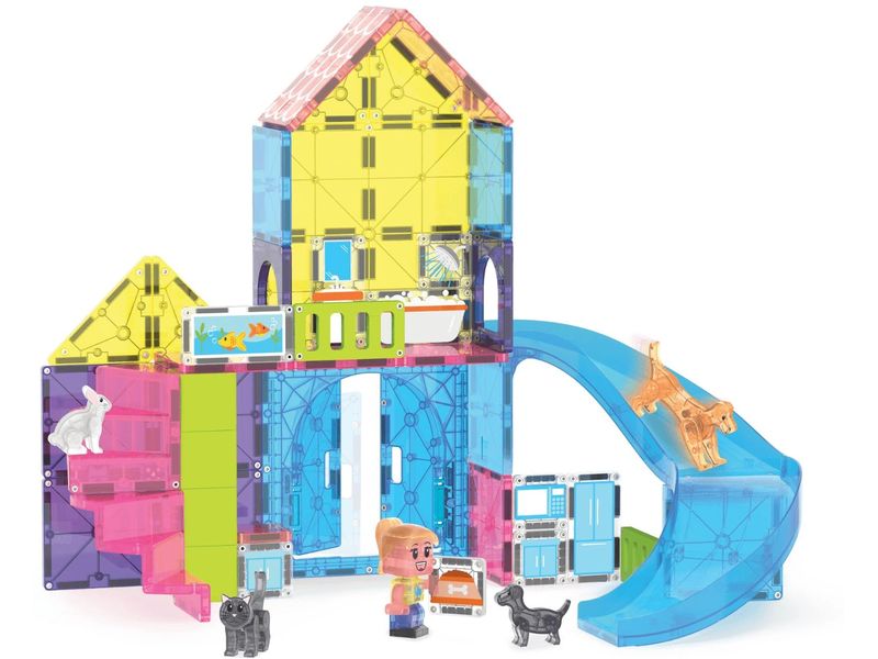 Magna-Tiles Pet Playhouse 50 Teile Bau-Set mit 50 magnetischen Teilen