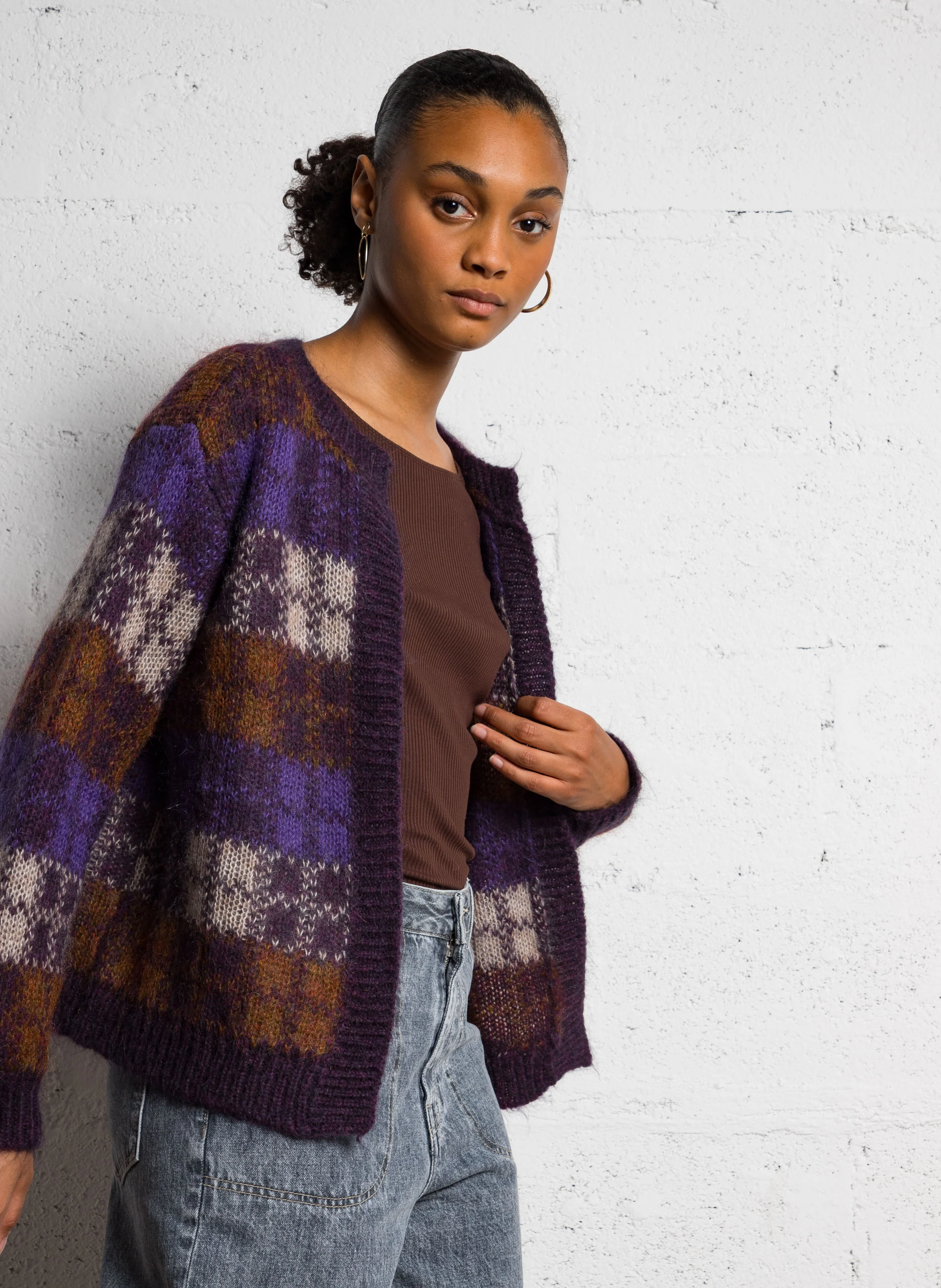 AZELIA - Gilet jacquard à encolure ronde | Multicolore