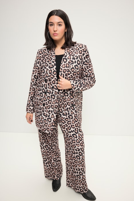 Blazer, Straight Fit, doppelreihig, Leoprint, Langarm