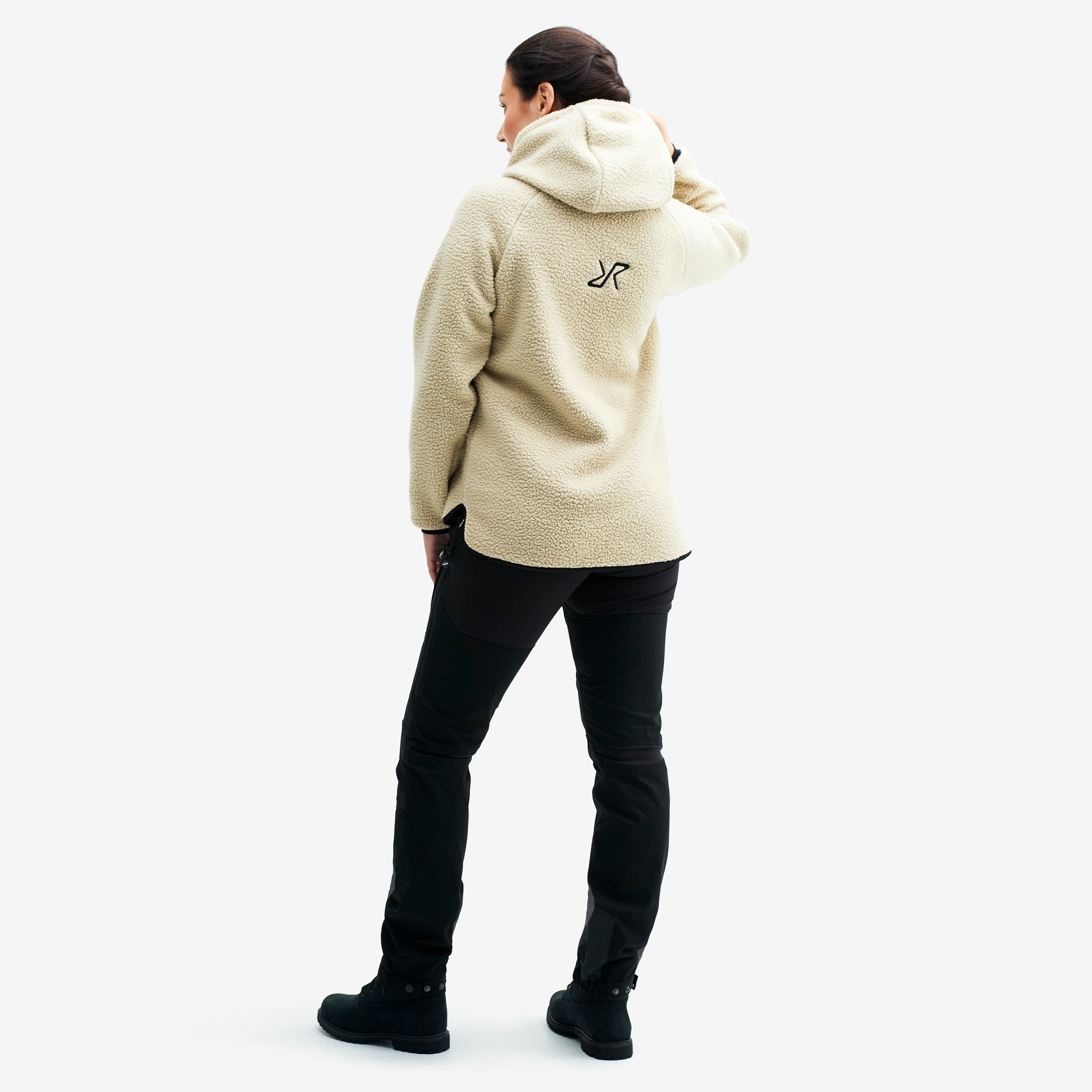 Sherpa Hoodie Dame Beige Khaki
