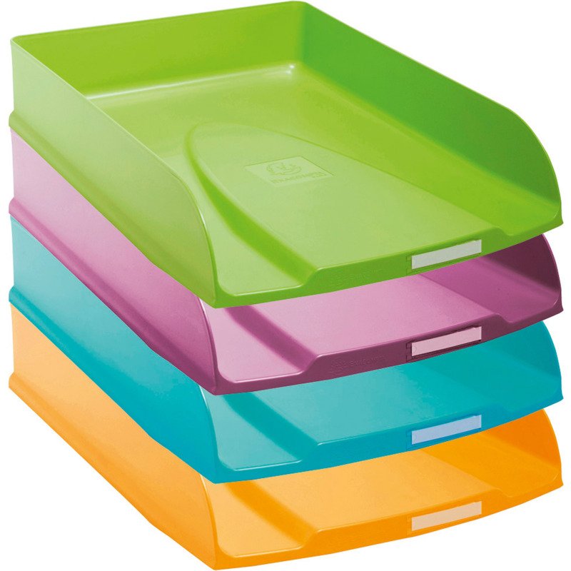 Lot de 4 corbeilles à courrier Exacompta Combo-Styli - couleurs assorties vives