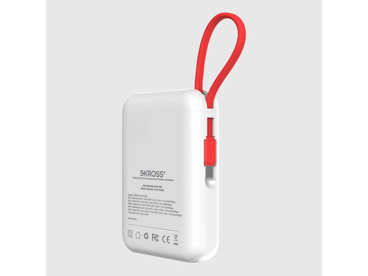 (22.5W) 10000mAh Reload 10 Travel USB C Powerbank Ladegerät inkl. Ladekabel (SKPBR10TRA01CN) - Weiss