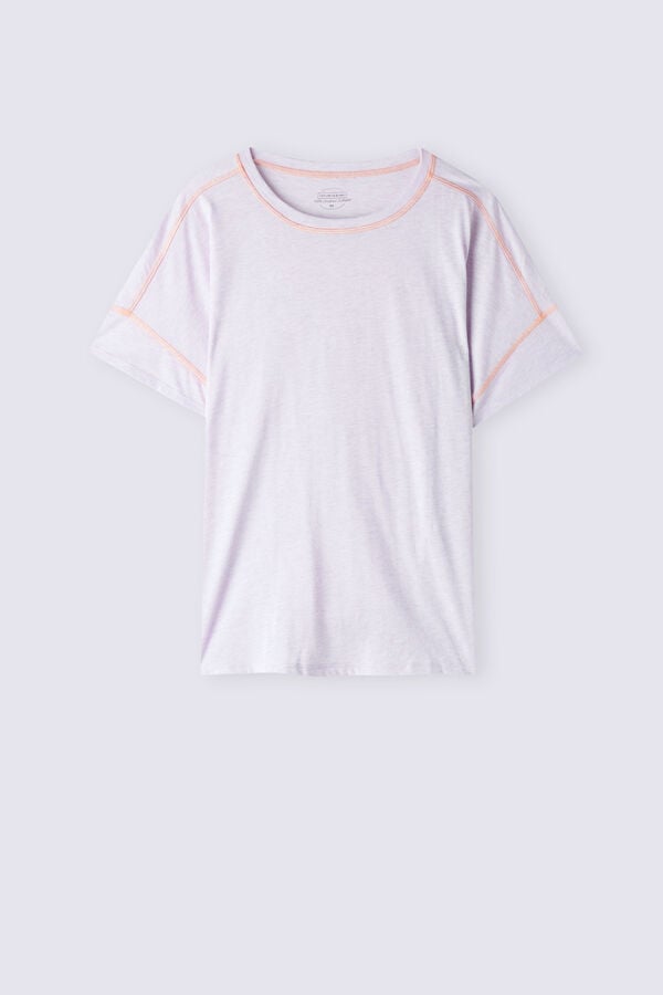 Camiseta de manga curta Supima® Ultra-Cool Cotton, nas cores Íris e Damasco.