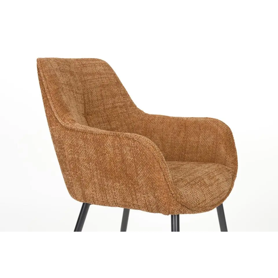 Housecraft Living Jez Eetkamerstoelen met armleuning Oranje - Set van 2