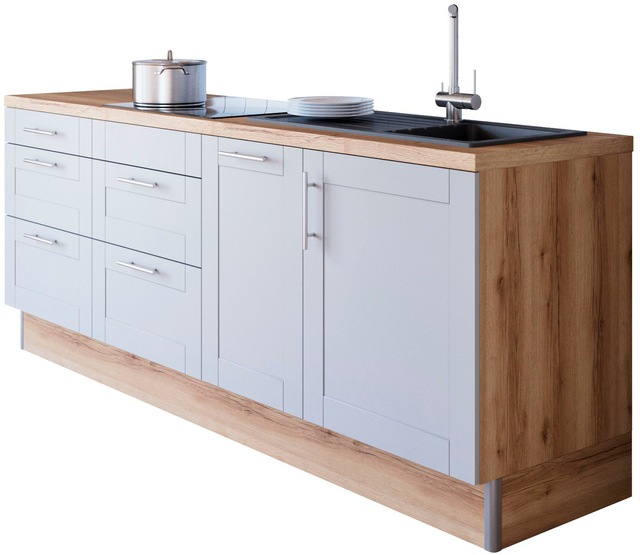 KOCHSTATION Küche »KS-Ahus« Breite 225 cm, wahlw. Mit E-Geräten, Soft Close Funktion, MDF Fronten