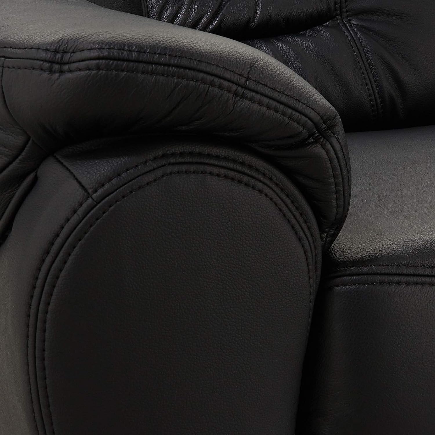 Cavadore 3er Ledersofa Bansa 3-sitziges Sofa in Leder, Echtleder, schwarz, 198 x 94 x 95 cm