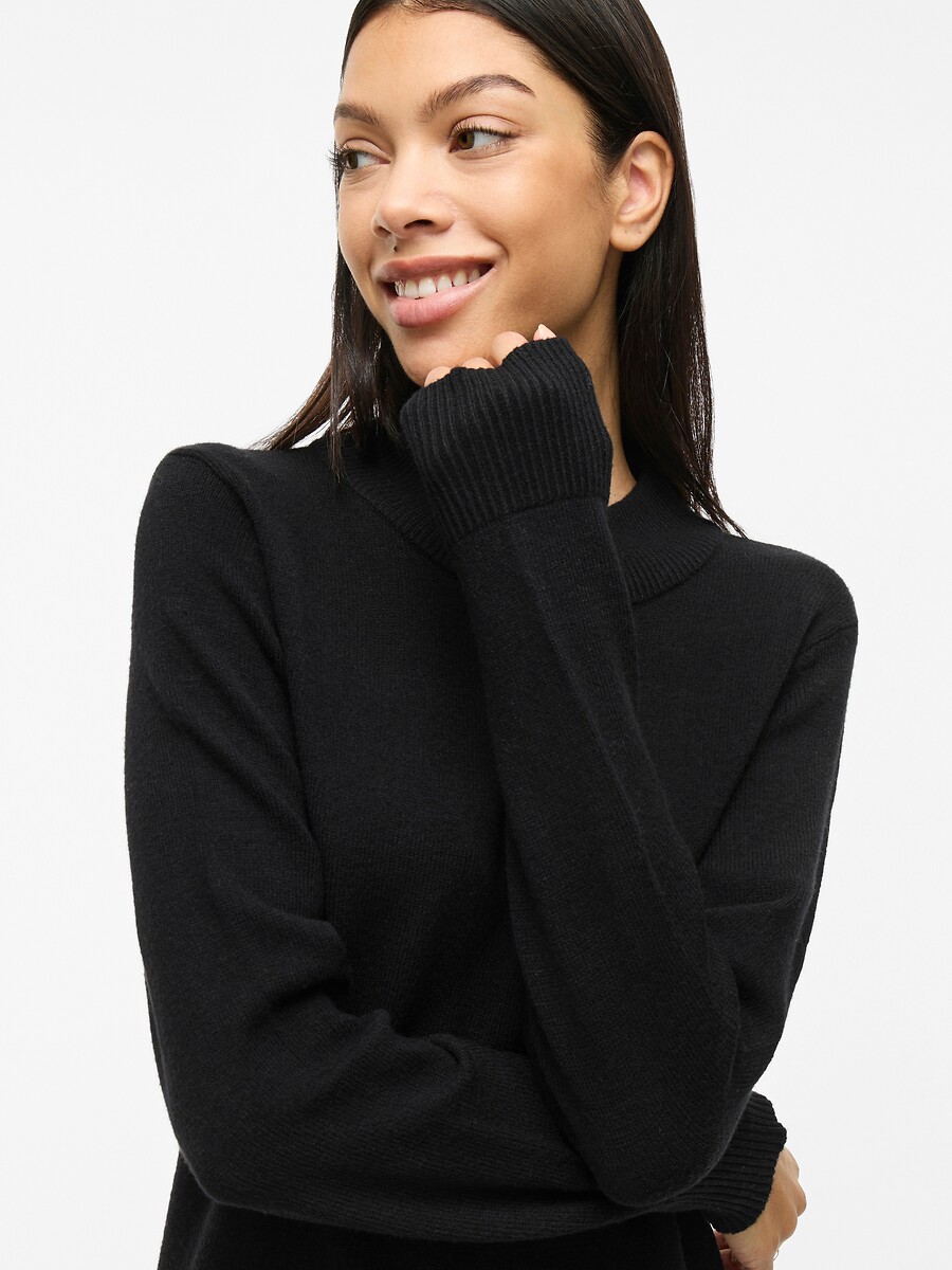 VILA<br>Vestido de malha midi, em tricô fino, com gola alta