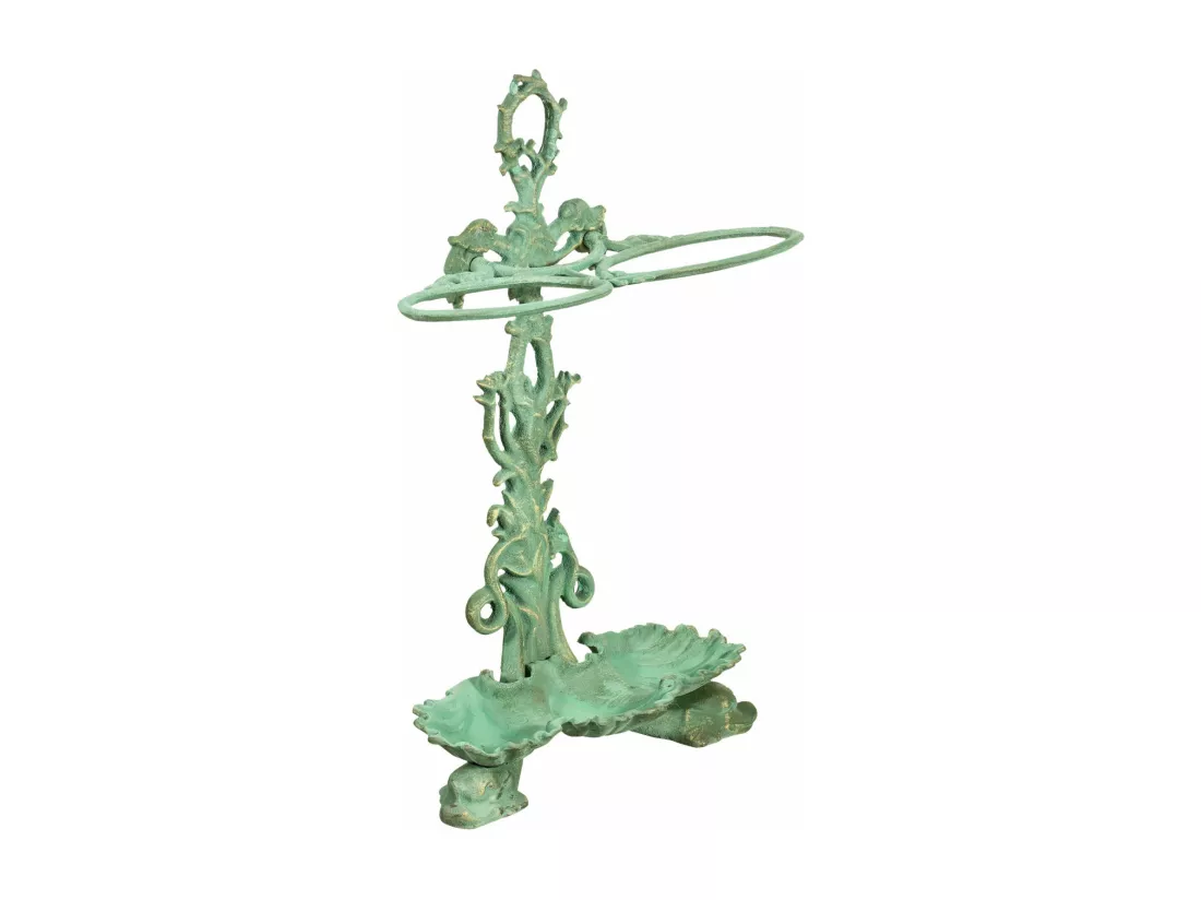 BISCOTTINI Porte-Parapluie - Fonte Finition Vert Antique - Extérieur - Couloir - Entrée - Jardin - Terrasse - Balcon - 53x21x77 cm
