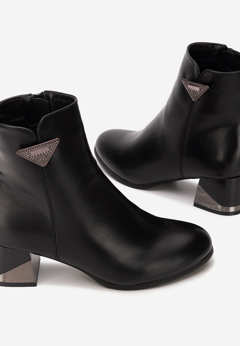 Bottines à gros talon noires Velisara