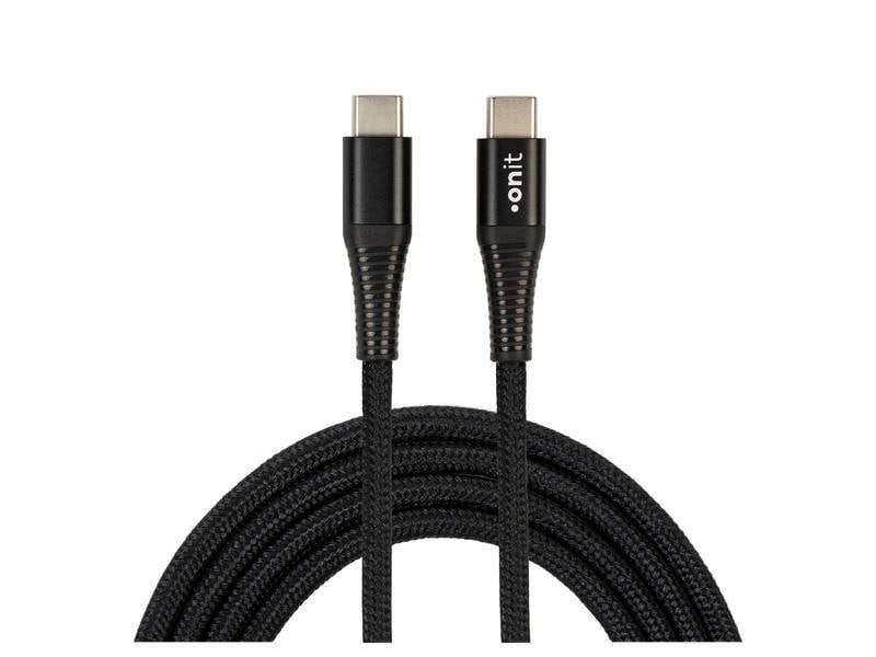 onit USB 3.0-Kabel USB C - USB C 1 m, Schwarz Verbindungskabel mit geflochtener Nylonummantelung