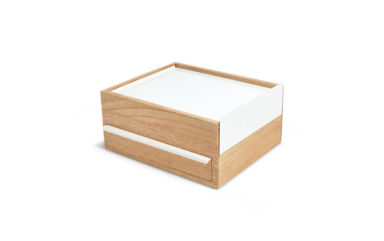 Schmuckschatulle Stowit Weiss/HolzModerne Schmuck-Box mit Geheimfächern