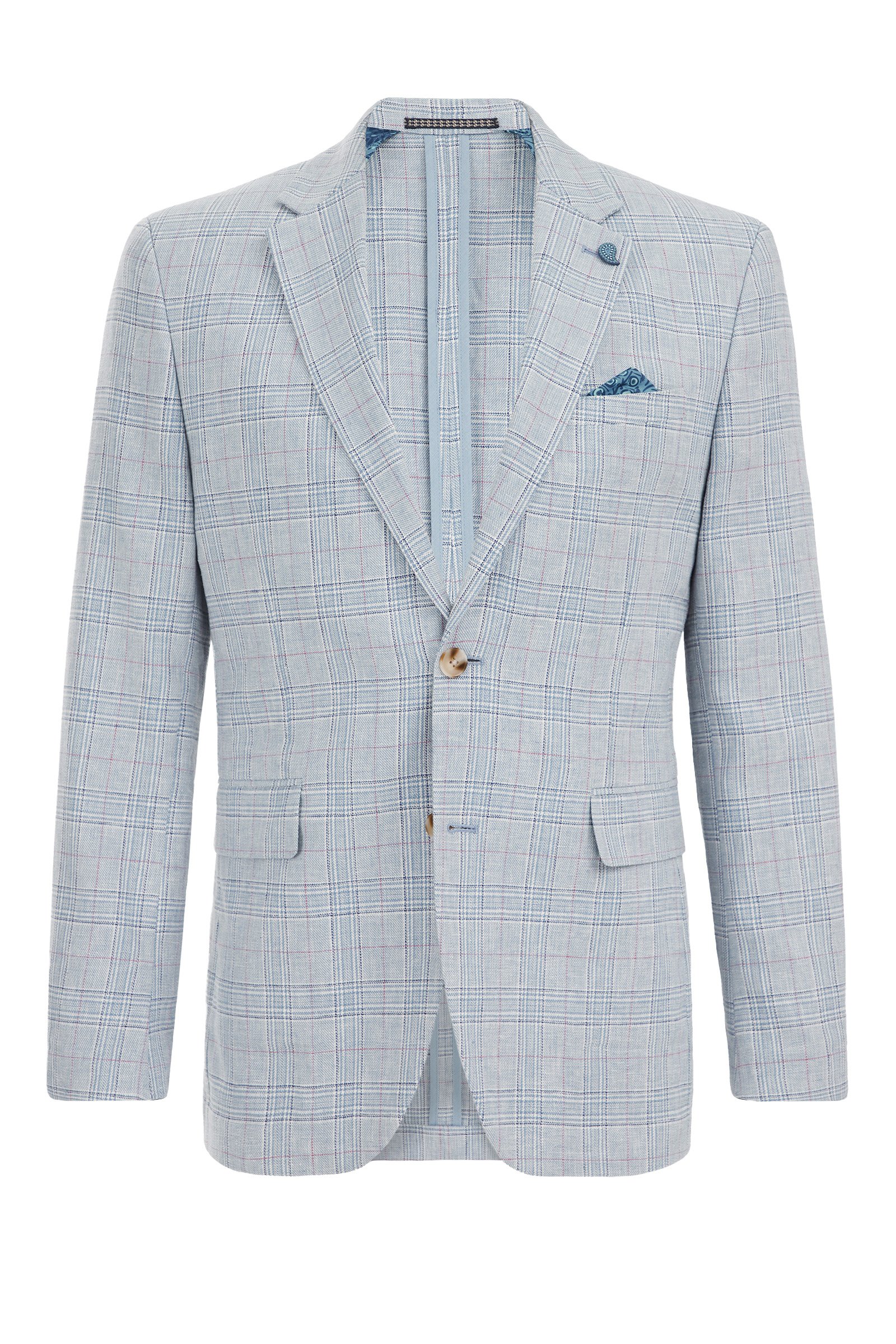 slim fit blazer van linnenmix WE Fashion Lichtblauw