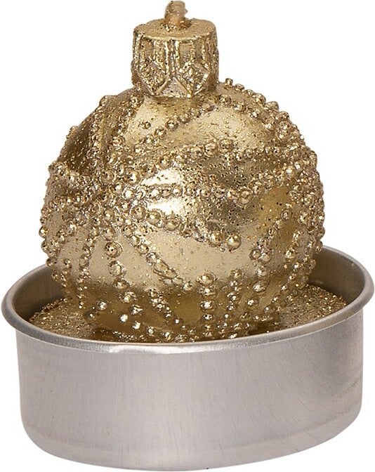 Intratuin kaars Kerstbal goud D 3,5 H 5 cm 6 stuks