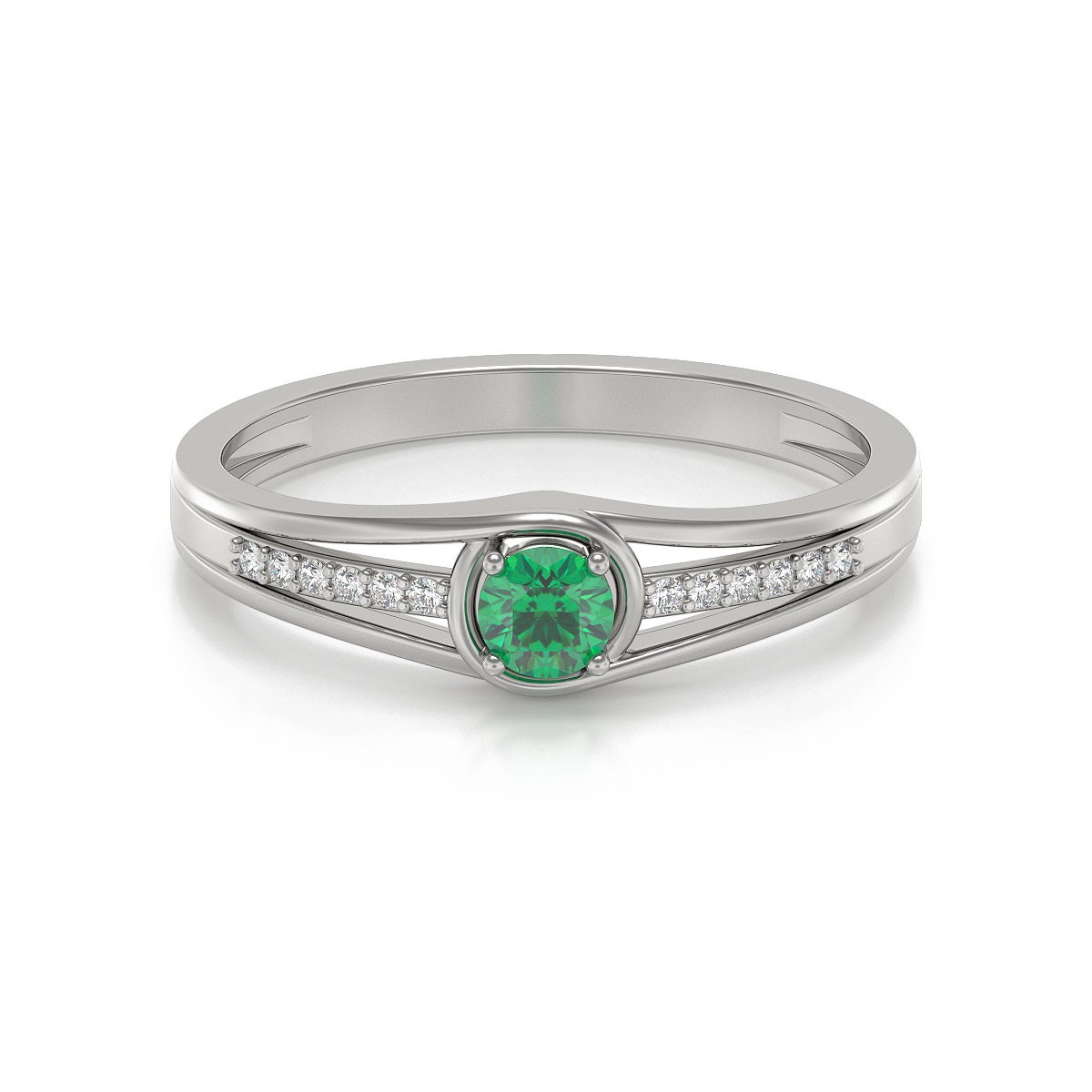 Bague Emeraude et diamants sur Argent 925 2.295grs
