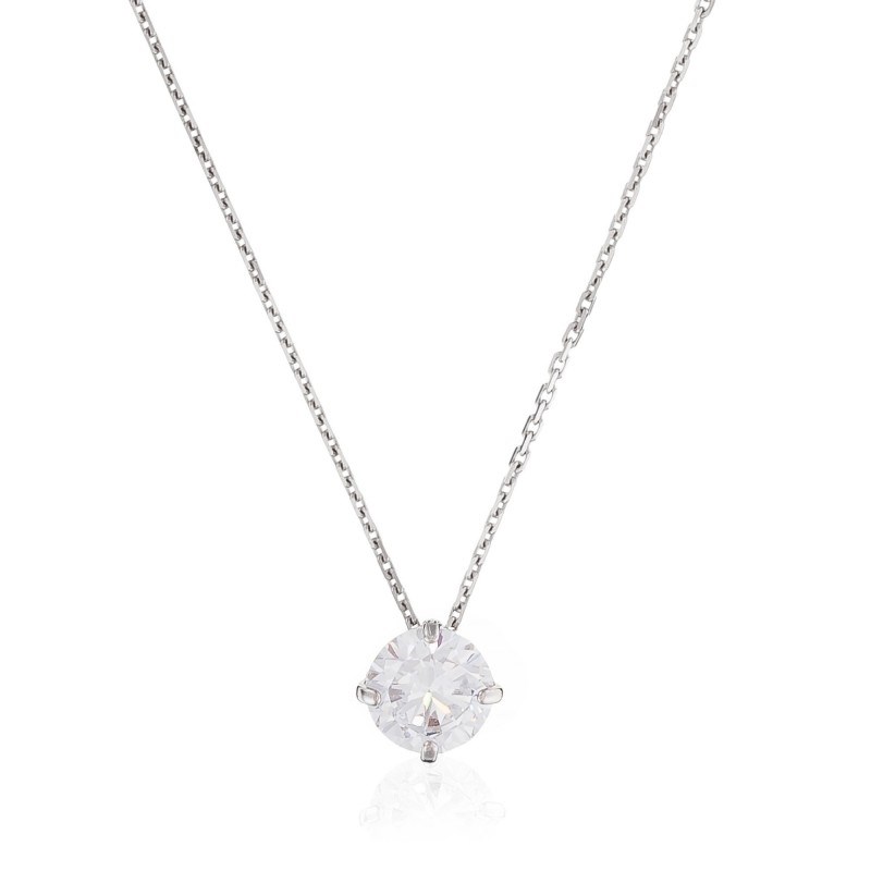 Pendentif Or Blanc et oxyde de zirconium  