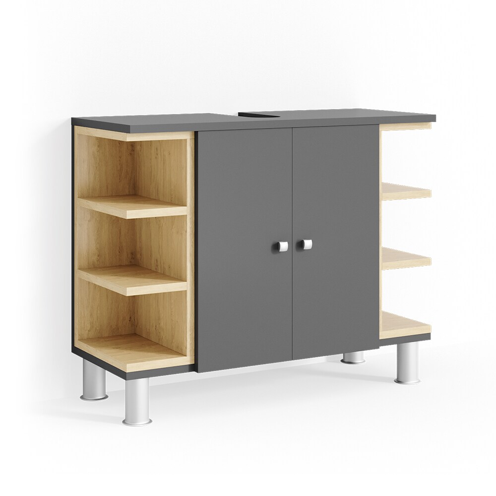 Vicco Waschbeckenunterschrank Aquis Waschtisch Unterschrank Eiche Anthrazit