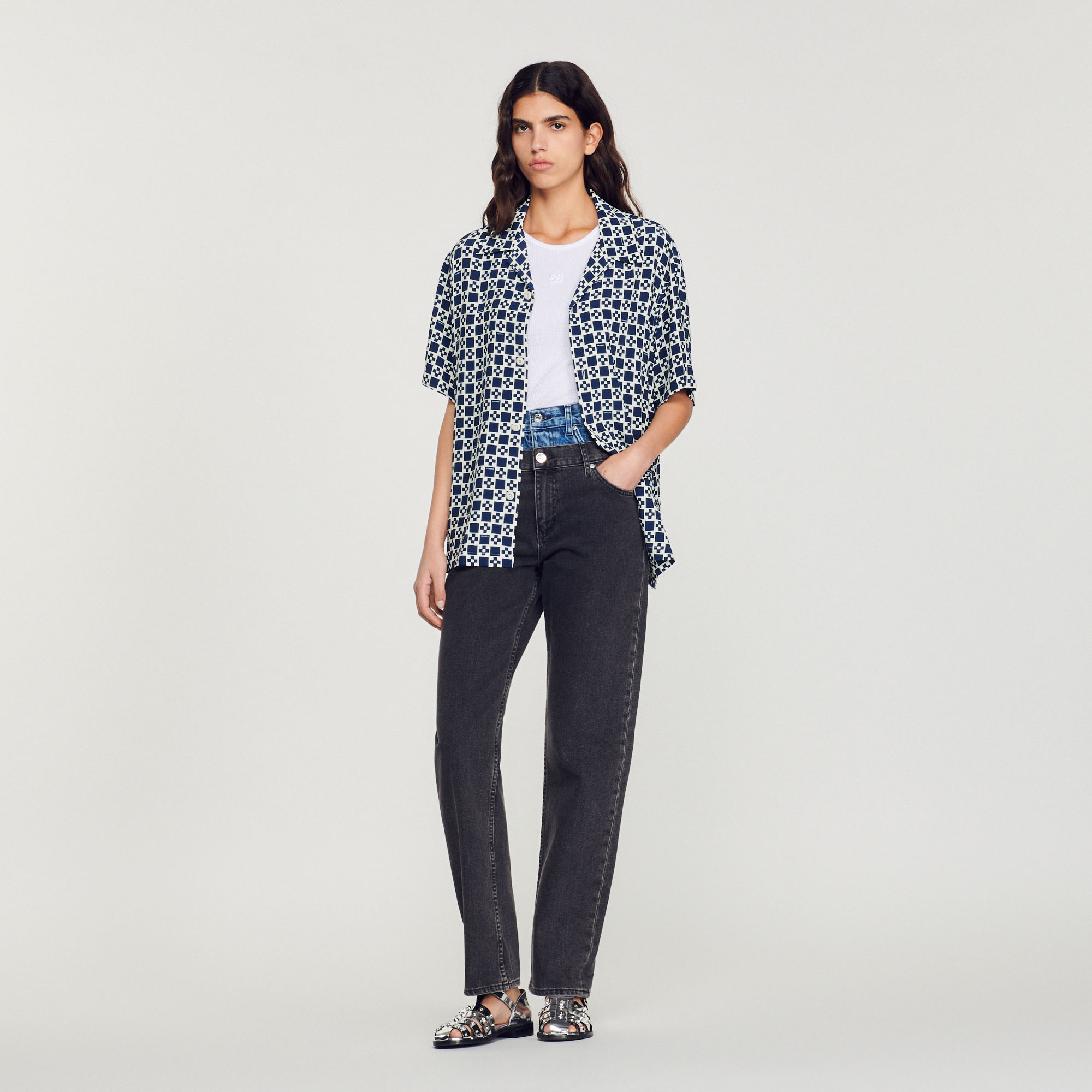 Chemise fluide á manches courtes Homme
