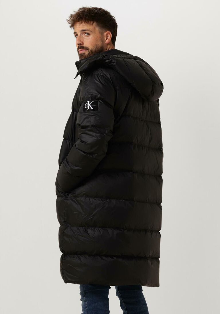 CALVIN KLEIN zwarte calvin klein gewatteerde jas essentials down long parka