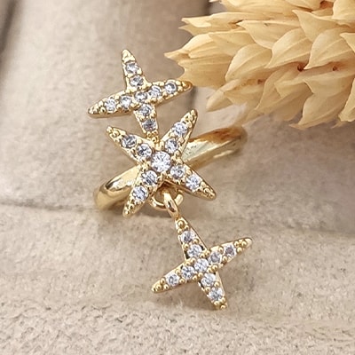 Boucle d'oreille - Laiton plaqué or & zircon