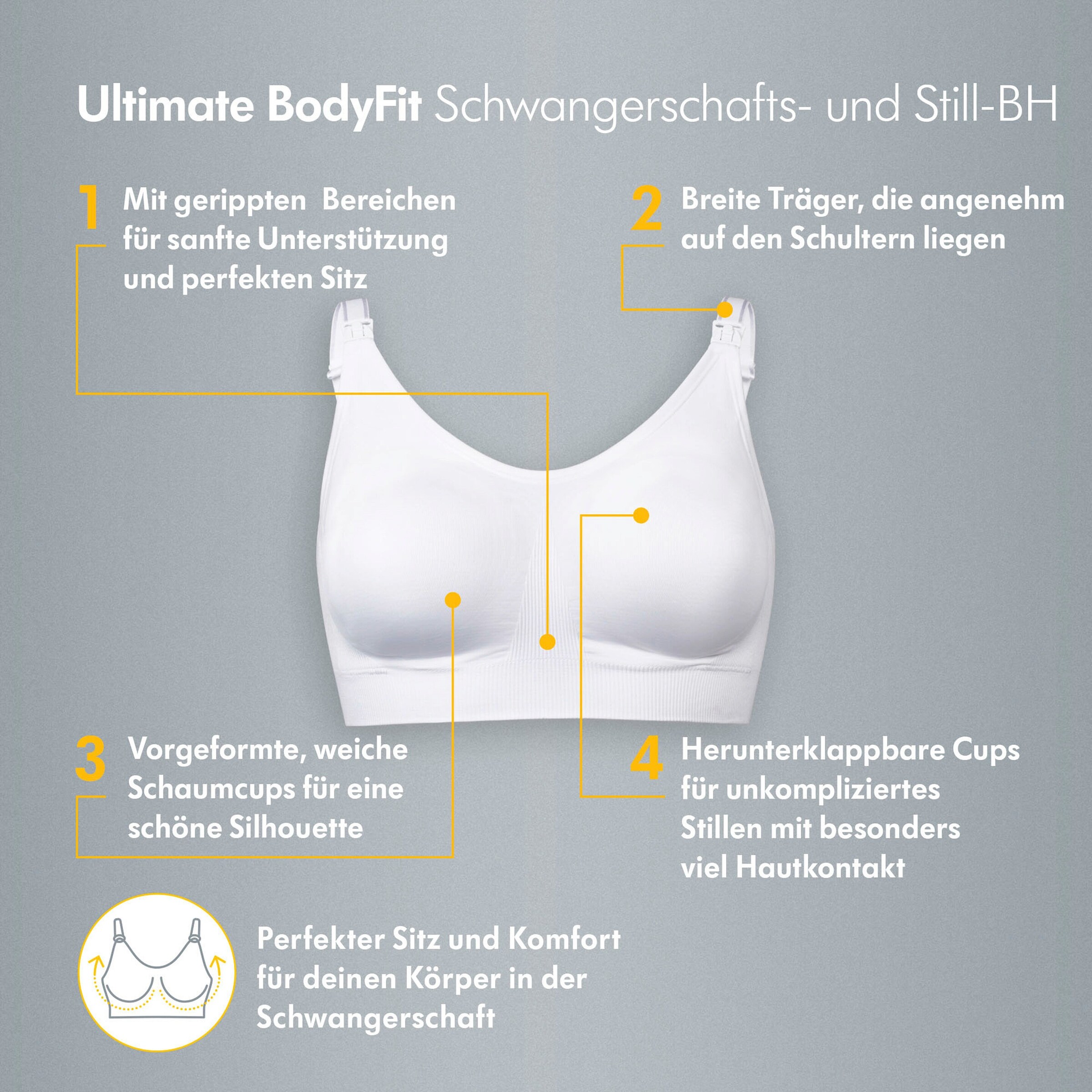 Medela Umstands- und Still-BH Ultimate Body Fit gefütterte Cups weiß