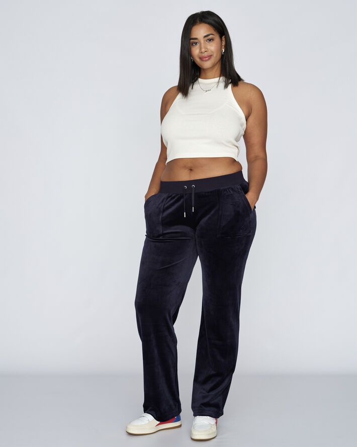 Juicy Couture Del Ray Classic Velour Pant Pocket Design Night sky