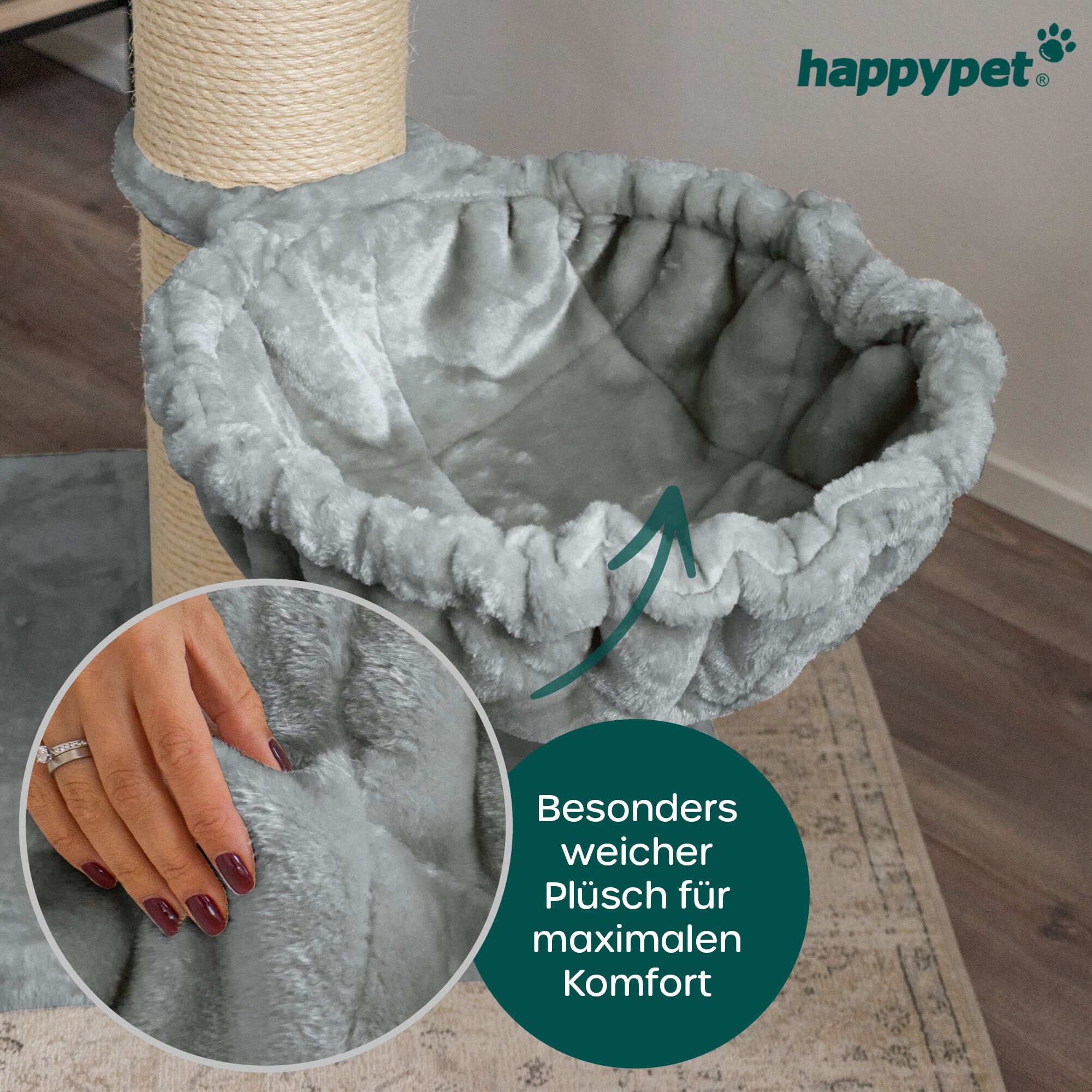 HAPPYPET Universal XXL Liegemulde für Kratzbaum Ø 45 cm, Grau | Grau