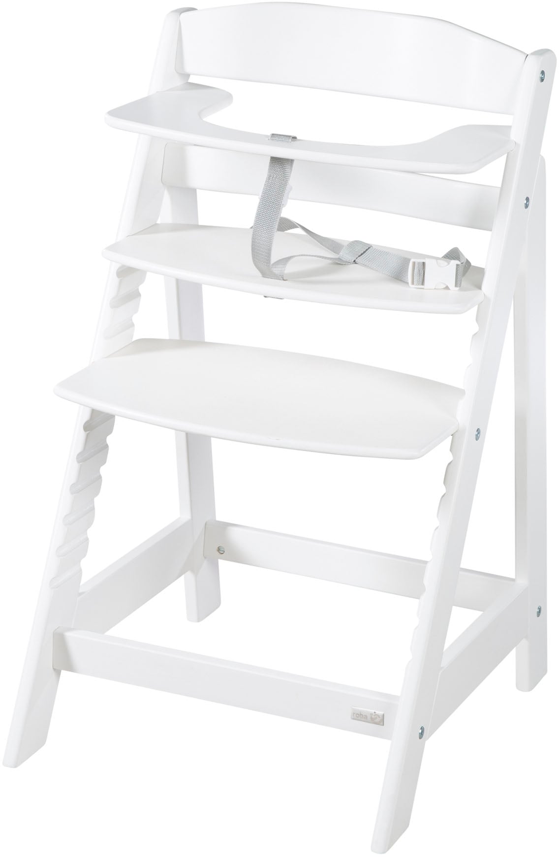 roba® Hochstuhl »Treppenhochstuhl 2-in-1 Set Born Up weiss« () mit Neugeborenen-Aufsatz, Greyish gesteppt
