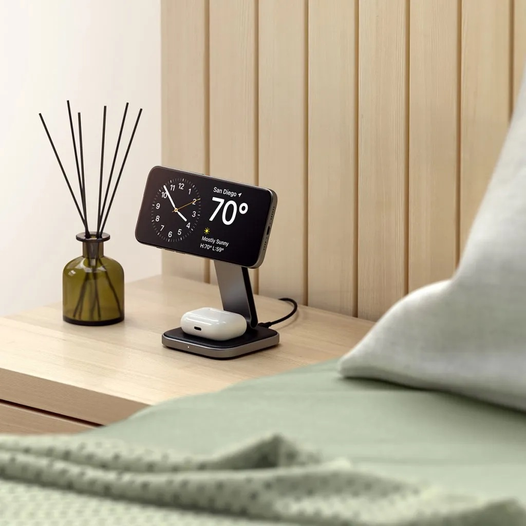 (15W) 2in1 MagSafe Ladegerät Qi2 Wireless Charger für Apple iPhone / Apple Airpods Ladestation (ST-Q21FM) - Space Gray