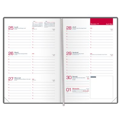 Agenda Ophio - 1 semaine sur 2 pages - 10 x 15 cm - noir - Oxford