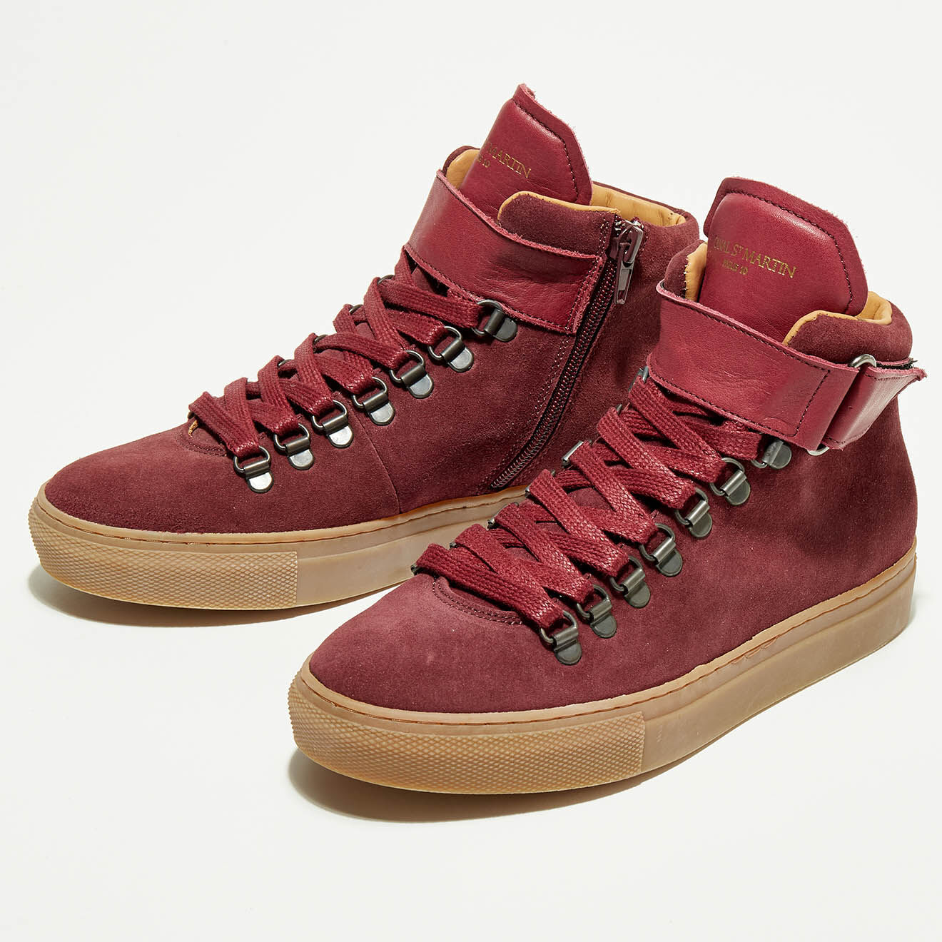 Canal Saint Martin Sneakers Montantes en Velours de Cuir Ferry bordeaux