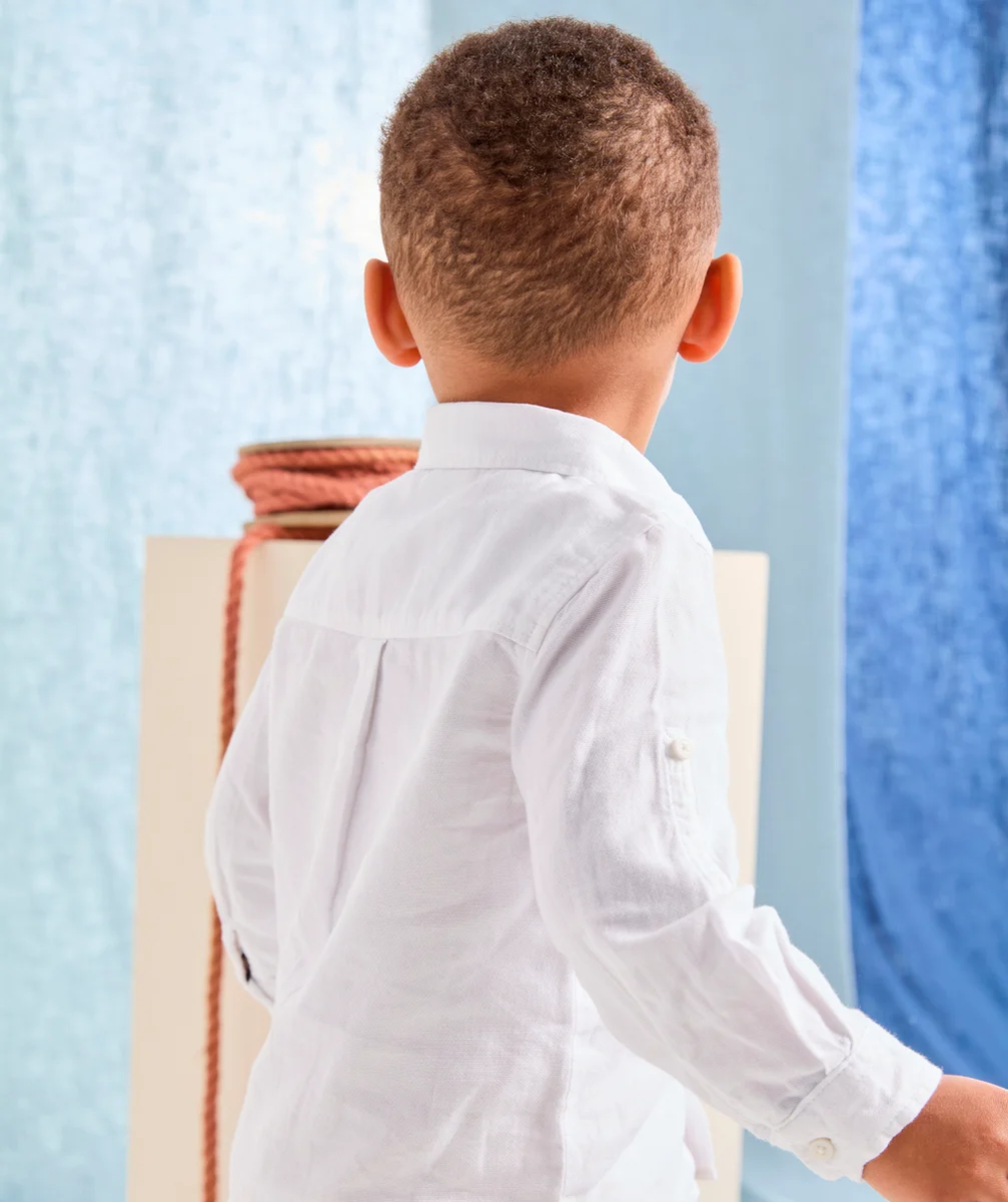 CHEMISE BLANCHE MANCHES LONGUES BÉBÉ GARÇON