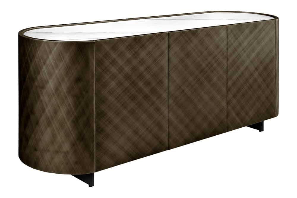Design Sideboard REFLECTION 150cm weiß Keramik Marmor bronze 3D Effekt brushed Finish