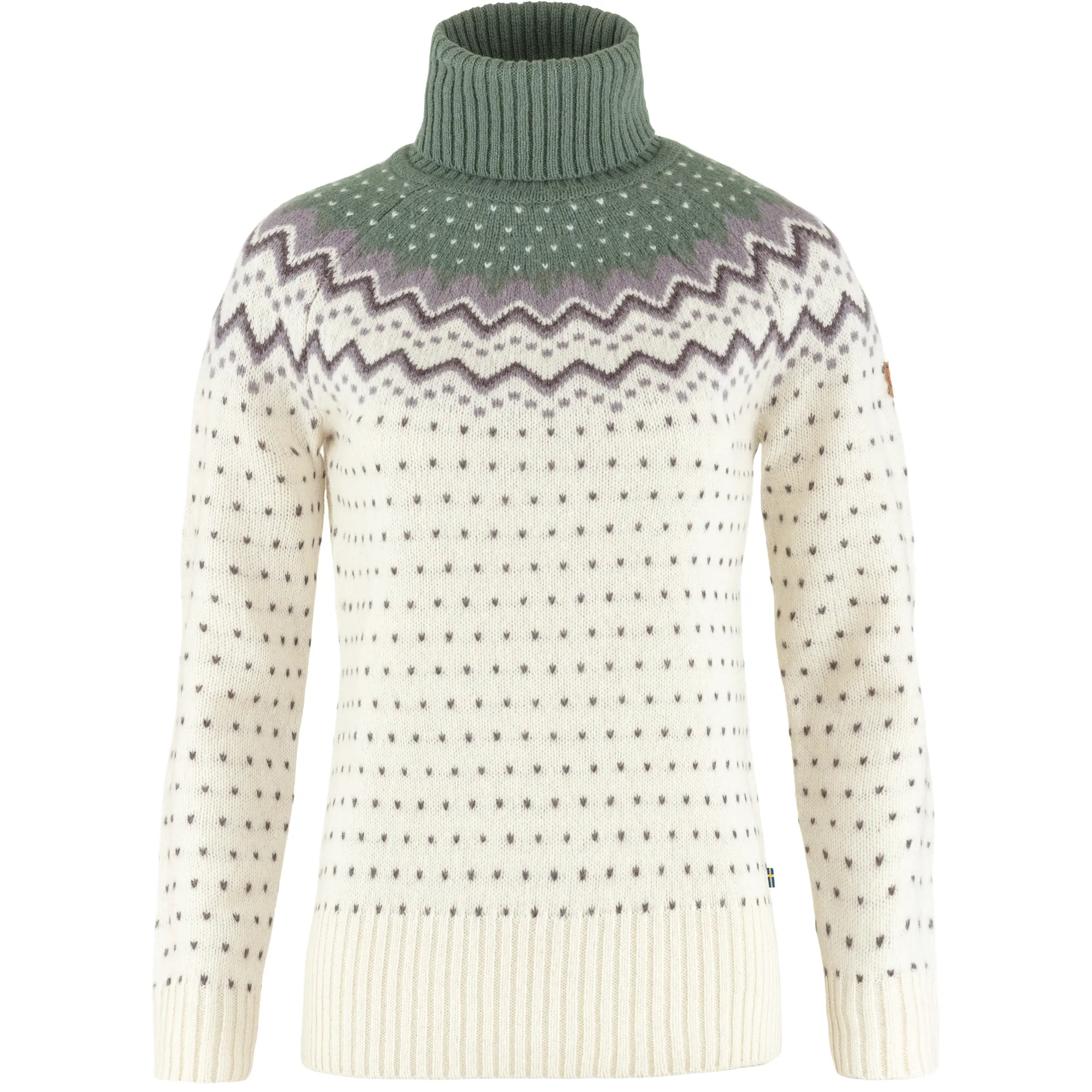 Fjällräven Övik Knit Roller Neck W Chalk White-Patina Green