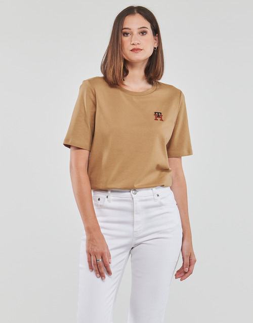 Tommy Hilfiger - REG MONOGRAM EMB C-NK SS - Camel